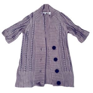 MINT BROWN TAN CHUNKY BUTTON FRONT CARDIGAN SWEATER